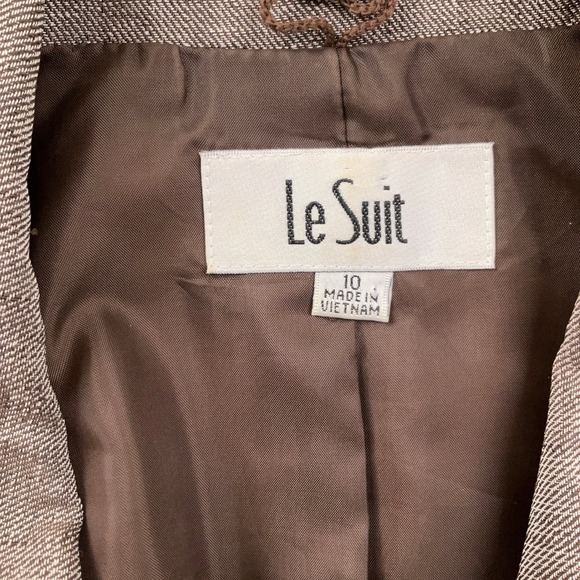 Le Suit Skirt Set Women 10 Brown Bronze Flecked Shimmer Career Pleated Pencil - Picture 4 of 15